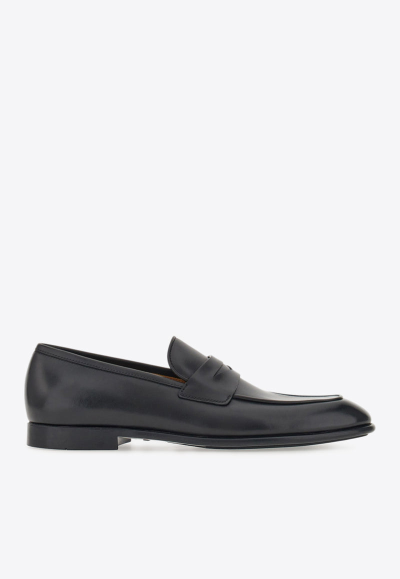 Ferragamo Funes Leather Penny Loafers Black 021668 FUNES 762627 BLUE GRAPHITE