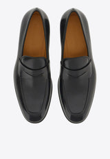 Ferragamo Funes Leather Penny Loafers Black 021668 FUNES 762627 BLUE GRAPHITE