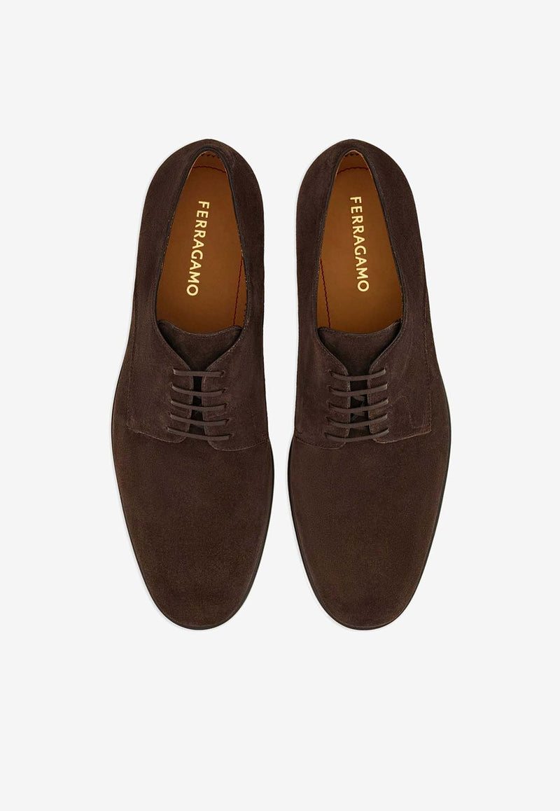 Salvatore Ferragamo Fosco Suede Lace-Up Shoes 021670 FOSCO 774038 T MORO Brown