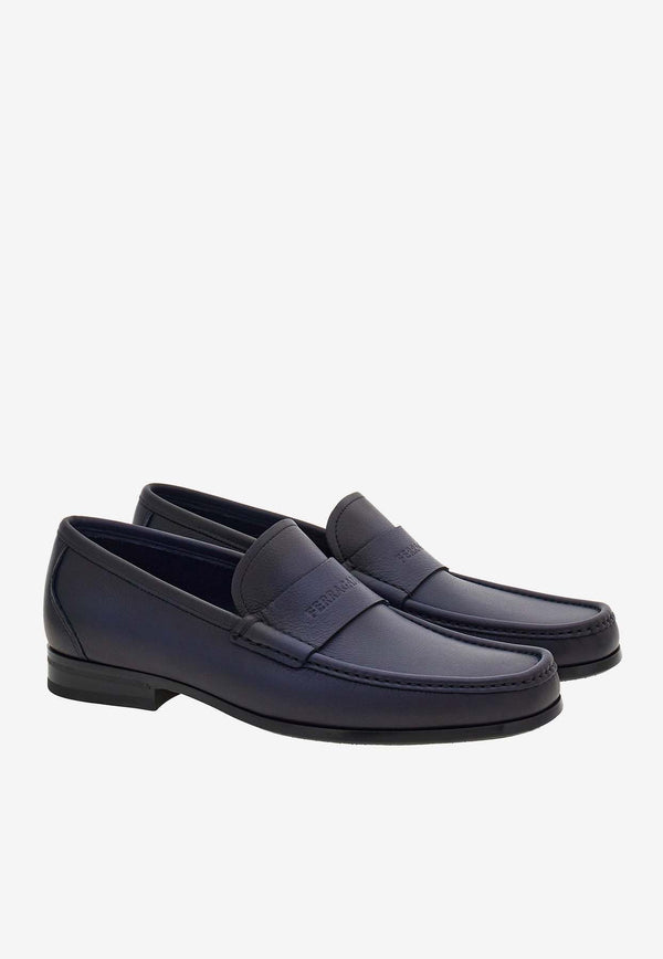 Salvatore Ferragamo Dupont Leather Penny Loafers 022319 DUPONT 768165 MIDNIGHT