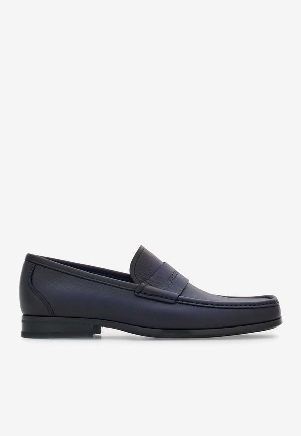 Salvatore Ferragamo Dupont Leather Penny Loafers 022319 DUPONT 768165 MIDNIGHT