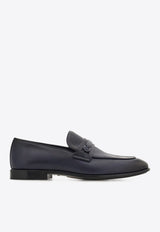 Ferragamo Desio Gancini Leather Loafers Navy 022385 DESIO 784405 NAVY