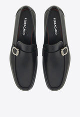 Ferragamo Caspian Gancini Leather Loafers Black 027963 CASPIAN 775114 BLUE GRAPHITE