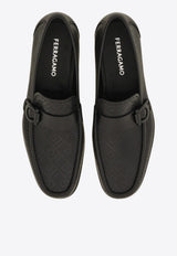 Ferragamo Caspian Monogram Leather Loafers Black 027963 CASPIAN 784282 NERO
