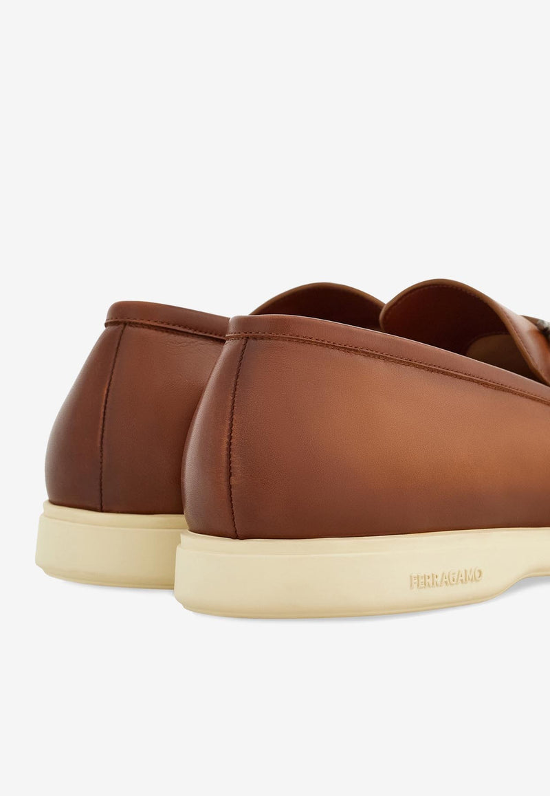 Ferragamo Cosimo Gancini Leather Loafers 028298 COSIMO 778817 SELLA