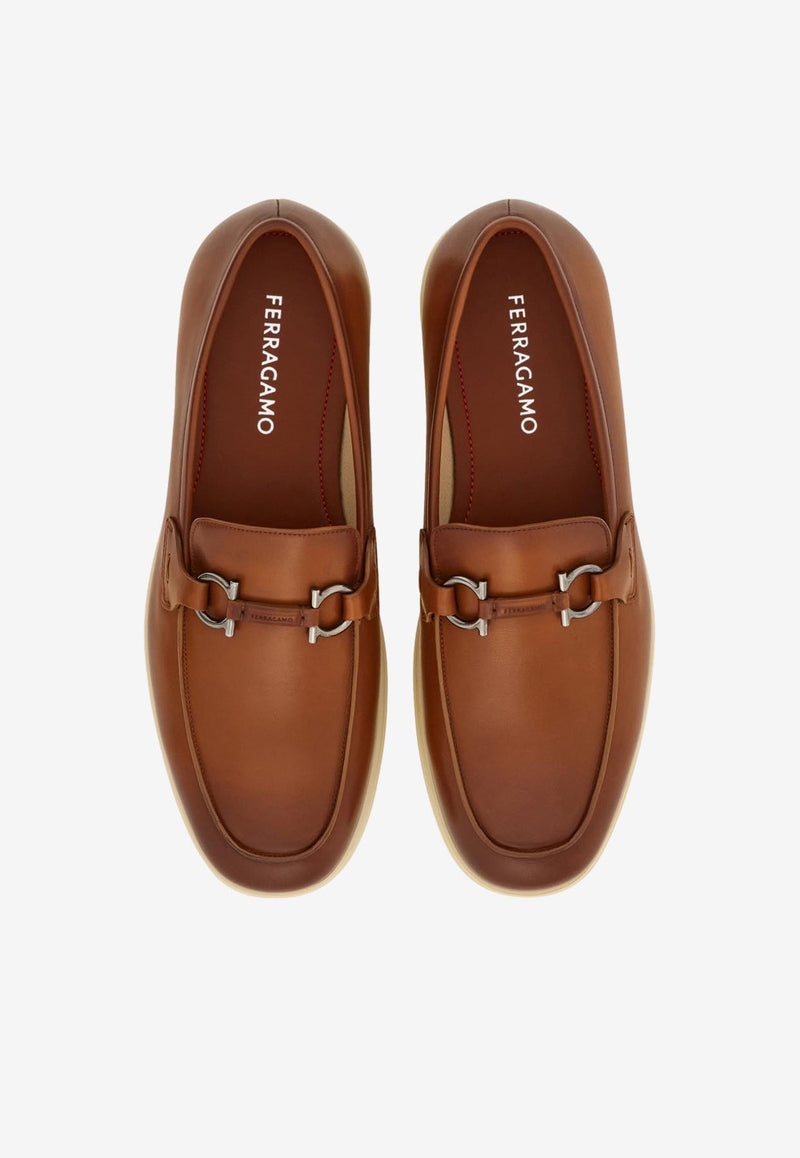 Ferragamo Cosimo Gancini Leather Loafers 028298 COSIMO 778817 SELLA