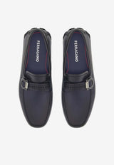 Salvatore Ferragamo Calipso Gancini Leather Loafers 028999 CALIPSO 774655 MIDNIGHT Blue