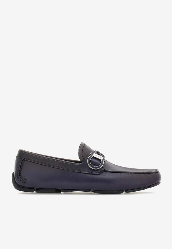 Salvatore Ferragamo Calipso Gancini Leather Loafers 028999 CALIPSO 774655 MIDNIGHT Blue