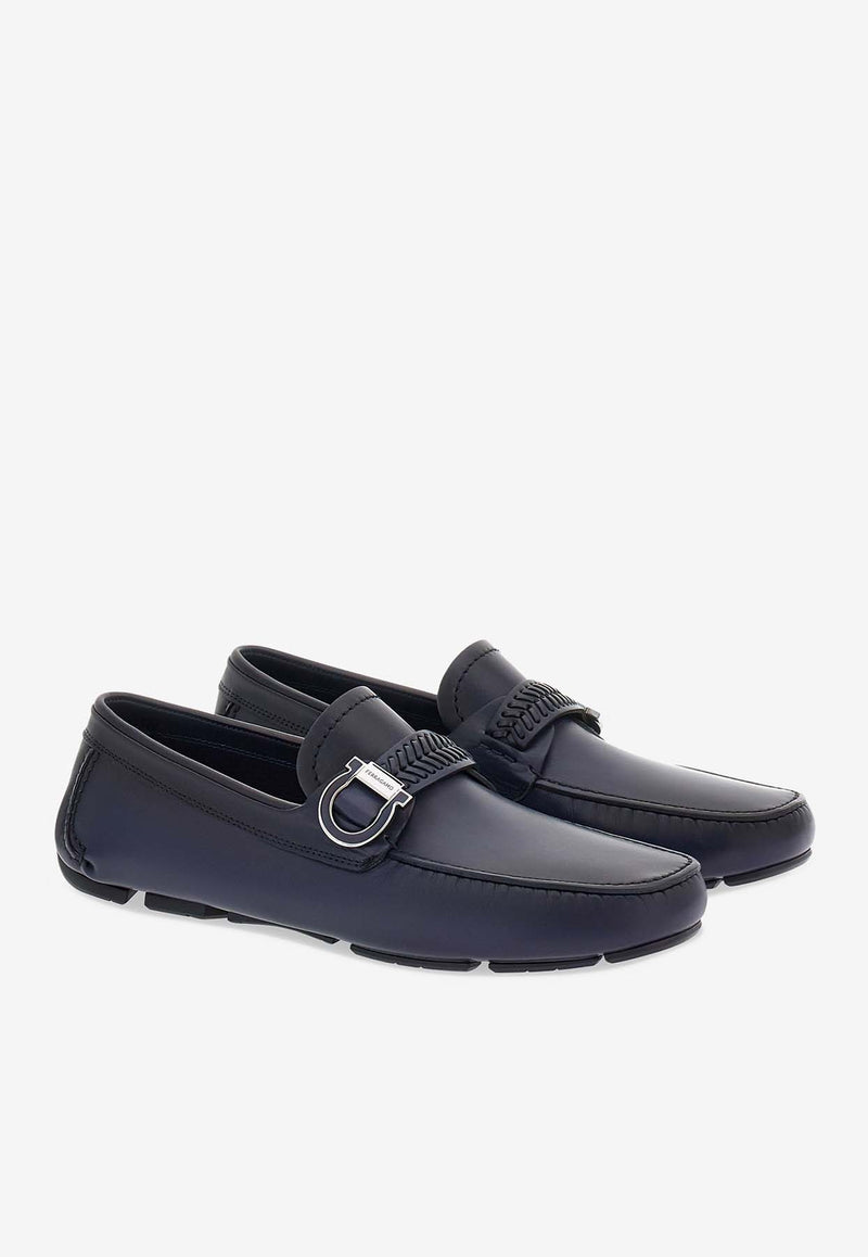 Salvatore Ferragamo Calipso Gancini Leather Loafers 028999 CALIPSO 774655 MIDNIGHT Blue