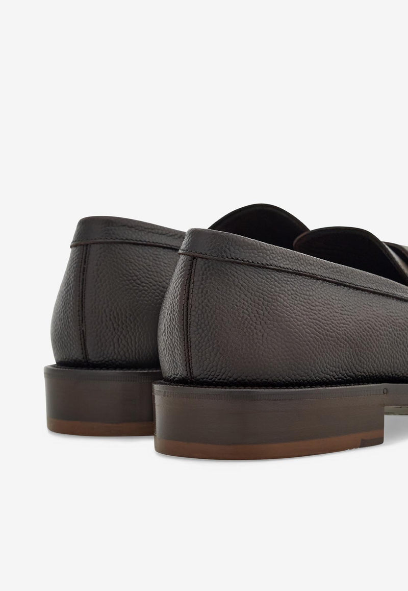 Ferragamo Benedict Gancini Leather Loafers 029276 BENEDICT 778841 HICKORY