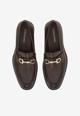 Ferragamo Benedict Gancini Leather Loafers 029276 BENEDICT 778841 HICKORY