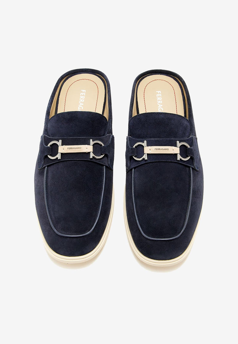 Ferragamo Berto Suede Slippers 029583 BERTO 782157 MIDNIGHT