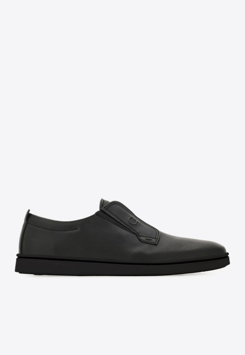 Ferragamo Alfie Leather Slip-On Sneakers Black 02A000 ALFIE 787042 NERO