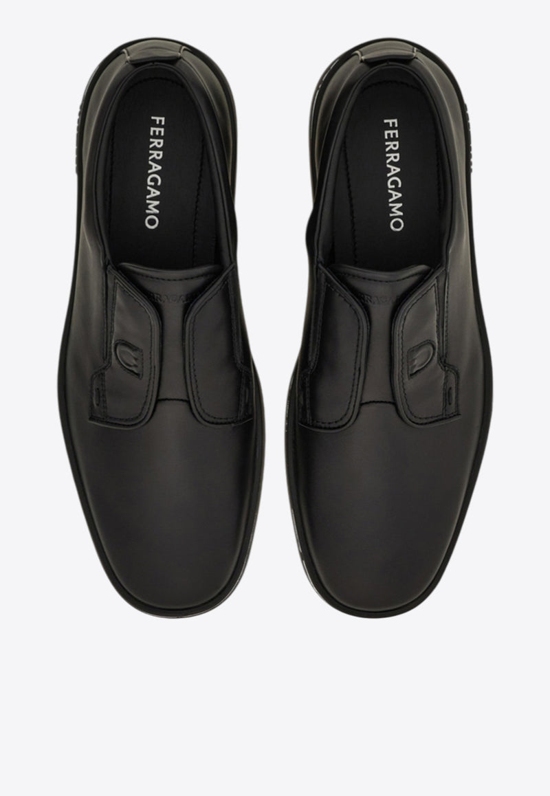 Ferragamo Alfie Leather Slip-On Sneakers Black 02A000 ALFIE 787042 NERO