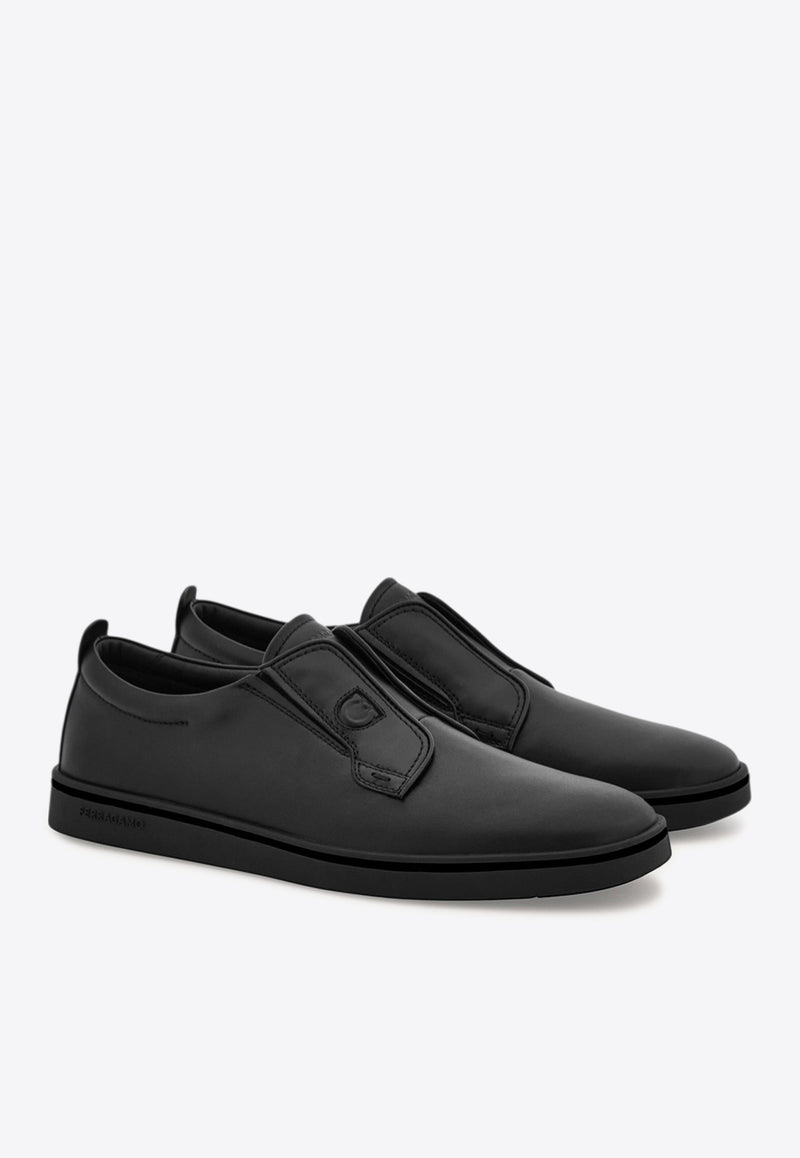Ferragamo Alfie Leather Slip-On Sneakers Black 02A000 ALFIE 787042 NERO