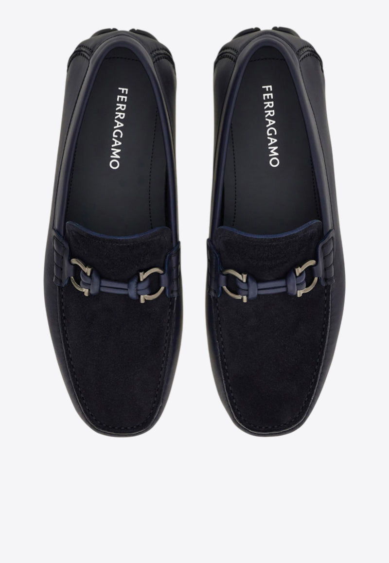 Ferragamo Almeria Leather and Suede Loafers Navy 02A010 ALMERIA 784290 NAVY