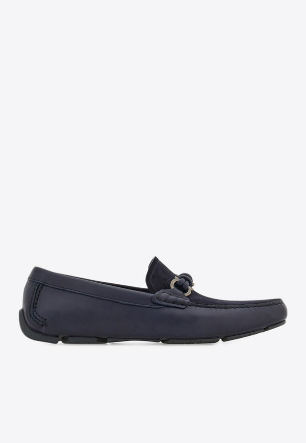 Ferragamo Almeria Leather and Suede Loafers Navy 02A010 ALMERIA 784290 NAVY