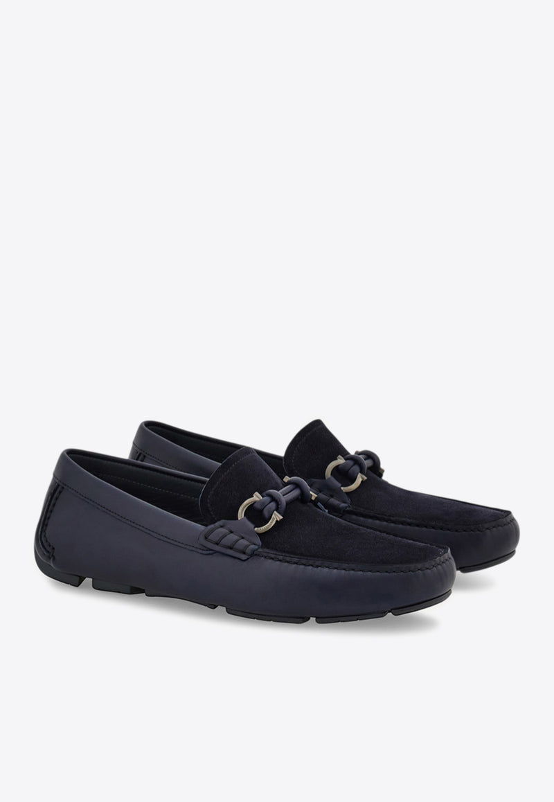 Ferragamo Almeria Leather and Suede Loafers Navy 02A010 ALMERIA 784290 NAVY