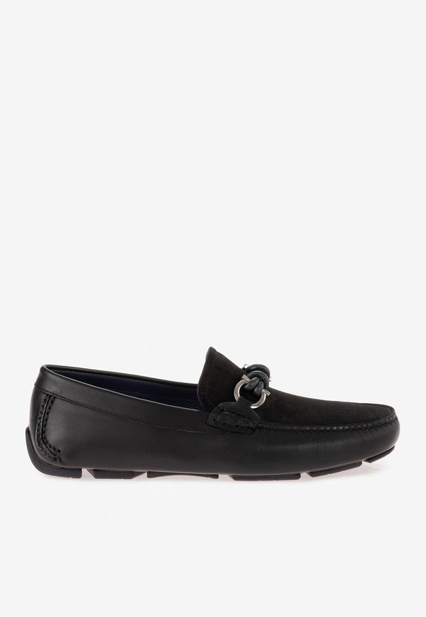 Ferragamo Almeria Leather and Suede Loafers Black 02A010 ALMERIA 784296 NERO