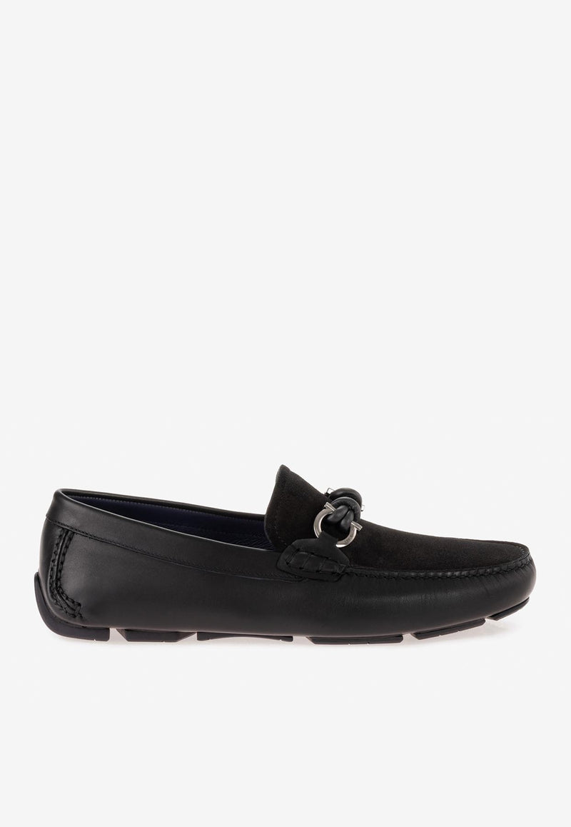 Ferragamo Almeria Leather and Suede Loafers Black 02A010 ALMERIA 784296 NERO