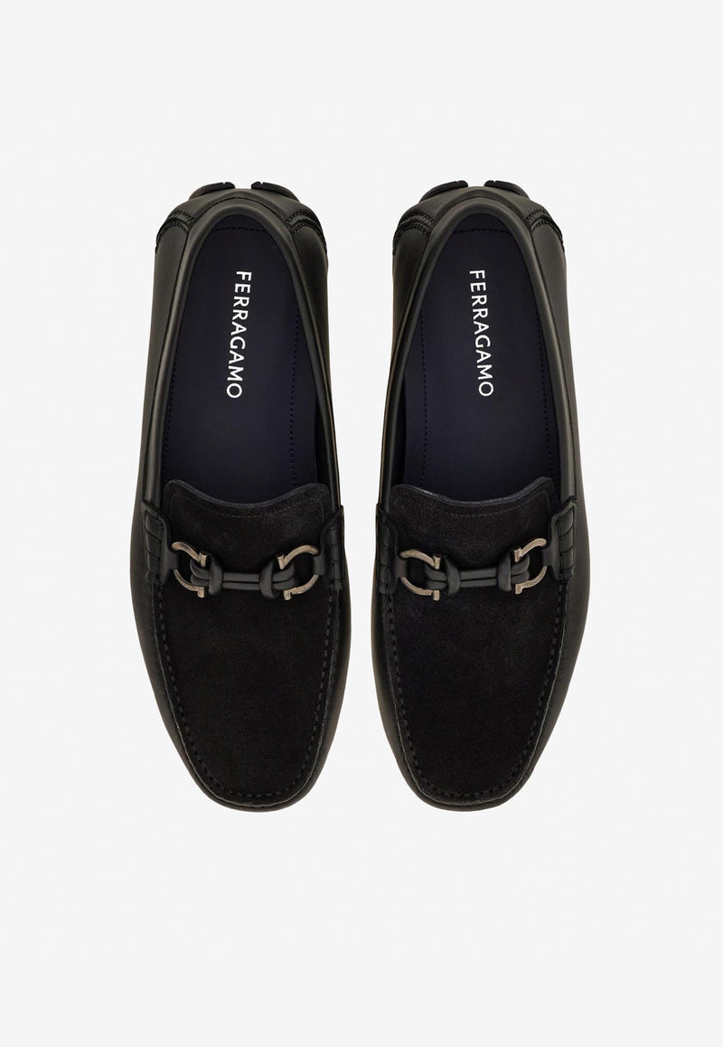 Ferragamo Almeria Leather and Suede Loafers Black 02A010 ALMERIA 784296 NERO