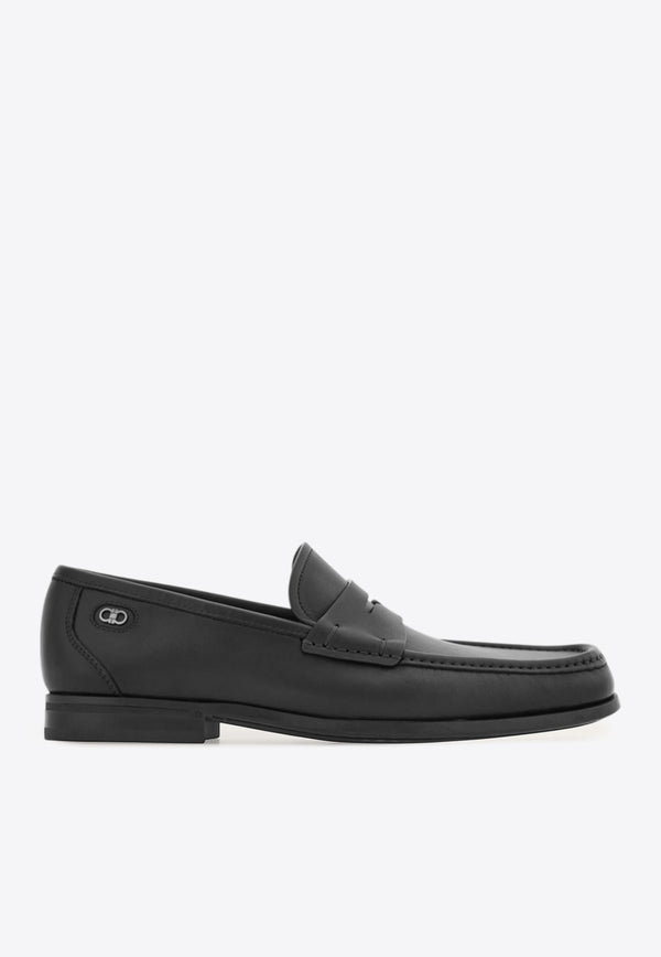 Ferragamo Athen Gancini Leather Penny Loafers Black 02A013 ATHEN 784272 BLACK
