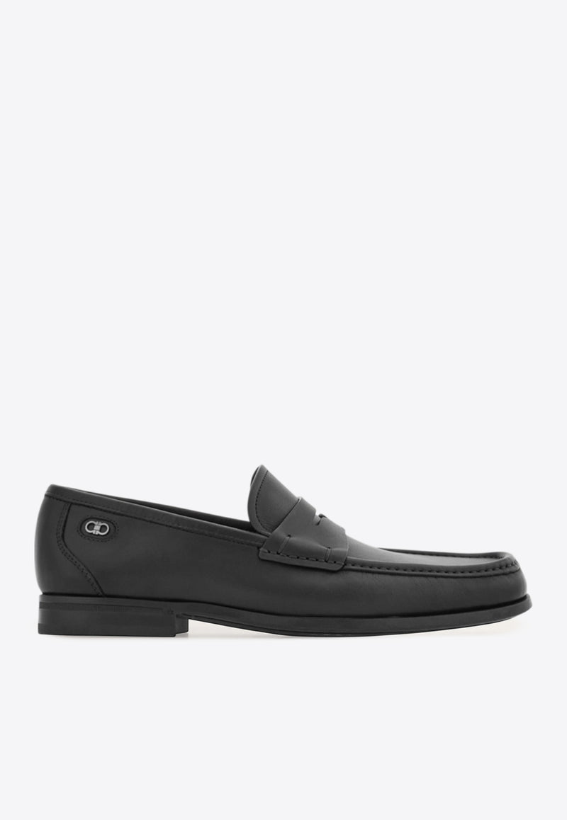 Ferragamo Athen Gancini Leather Penny Loafers Black 02A013 ATHEN 784272 BLACK