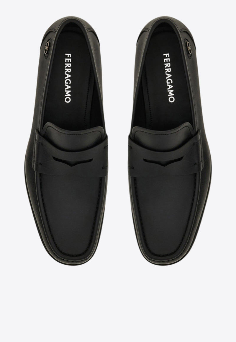 Ferragamo Athen Gancini Leather Penny Loafers Black 02A013 ATHEN 784272 BLACK