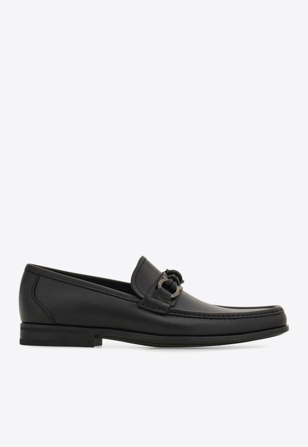 Ferragamo Alain Gancini Calf Leather Loafers Black 02A040 ALAIN 784274 NERO