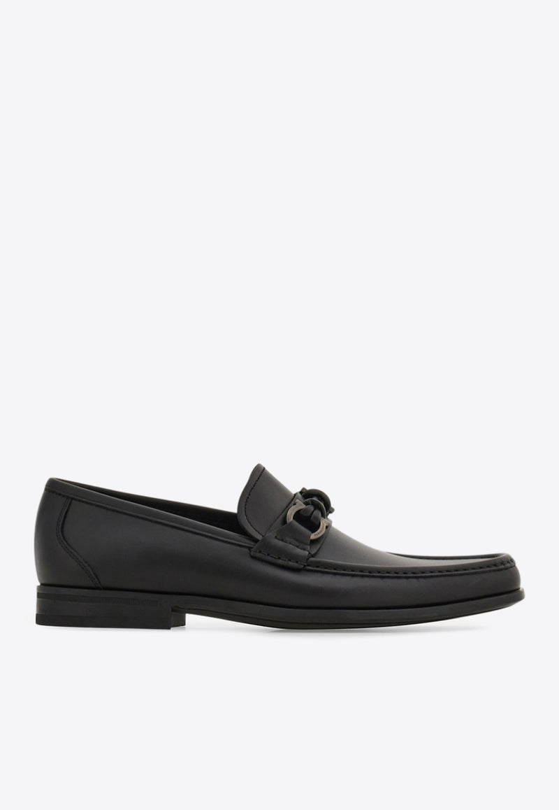 Ferragamo Alain Gancini Calf Leather Loafers Black 02A040 ALAIN 784274 NERO
