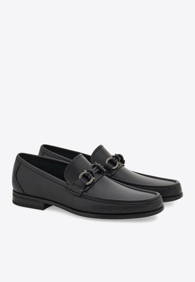 Ferragamo Alain Gancini Calf Leather Loafers Black 02A040 ALAIN 784274 NERO