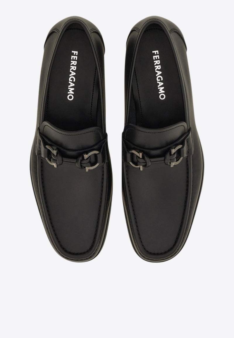Ferragamo Alain Gancini Calf Leather Loafers Black 02A040 ALAIN 784274 NERO