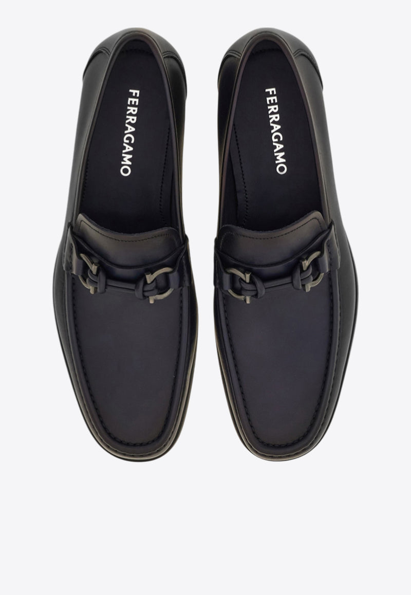 Ferragamo Alain Gancini Calf Leather Loafers Navy 02A040 ALAIN 786869 NAVY