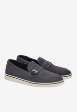 Ferragamo Tancredi Suede Boat Loafers Gray 02A374 TANCREDI 789131 STROMBOLI SAND