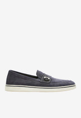 Ferragamo Tancredi Suede Boat Loafers Gray 02A374 TANCREDI 789131 STROMBOLI SAND