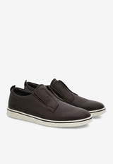 Ferragamo Alfie Hammered Leather Sneakers Dark Brown 02A463 ALFIE 1 789153 T MORO 23