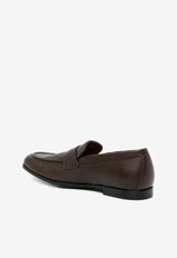 Ferragamo Tiberio Grained Leather Penny Loafers Dark Brown 02A723 TIBERIO 791720 T MORO