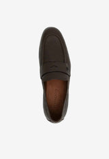Ferragamo Tiberio Grained Leather Penny Loafers Dark Brown 02A723 TIBERIO 791720 T MORO