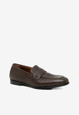 Ferragamo Tiberio Grained Leather Penny Loafers Dark Brown 02A723 TIBERIO 791720 T MORO
