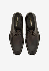 Ferragamo Trenton Calf Leather Derby Shoes Dark Brown 02A763 TRENTON 792757 T MORO