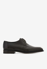 Ferragamo Trenton Calf Leather Derby Shoes Dark Brown 02A763 TRENTON 792757 T MORO