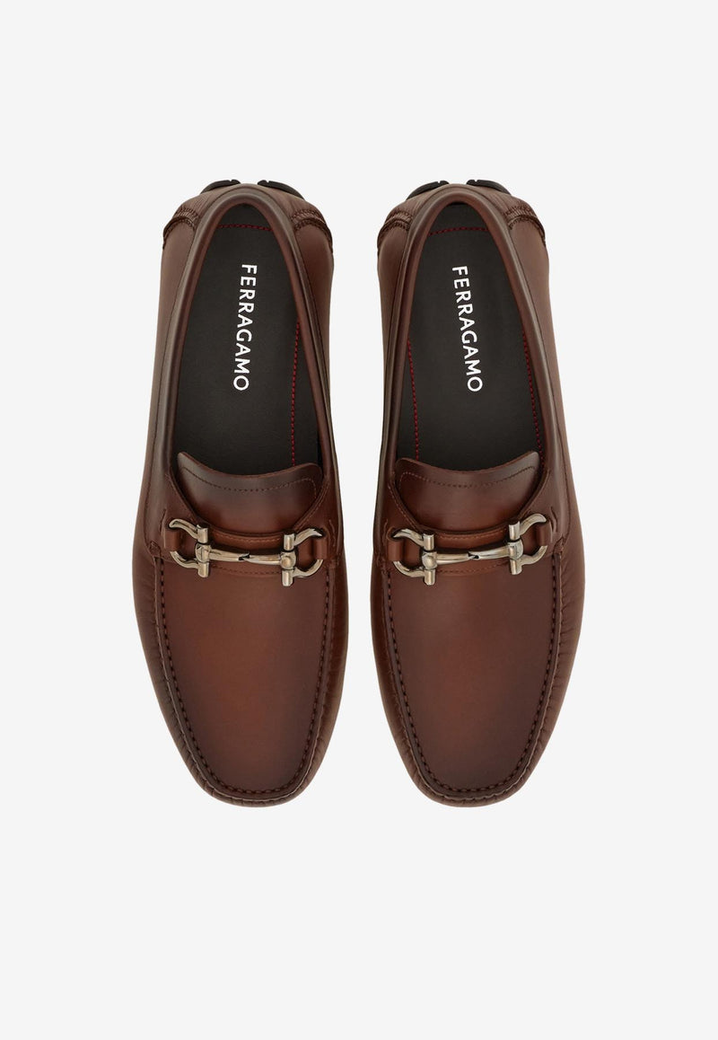 Ferragamo Parigi Gancini Buckle Loafers 02C398 PARIGI NEW 778795 MIDBROWN