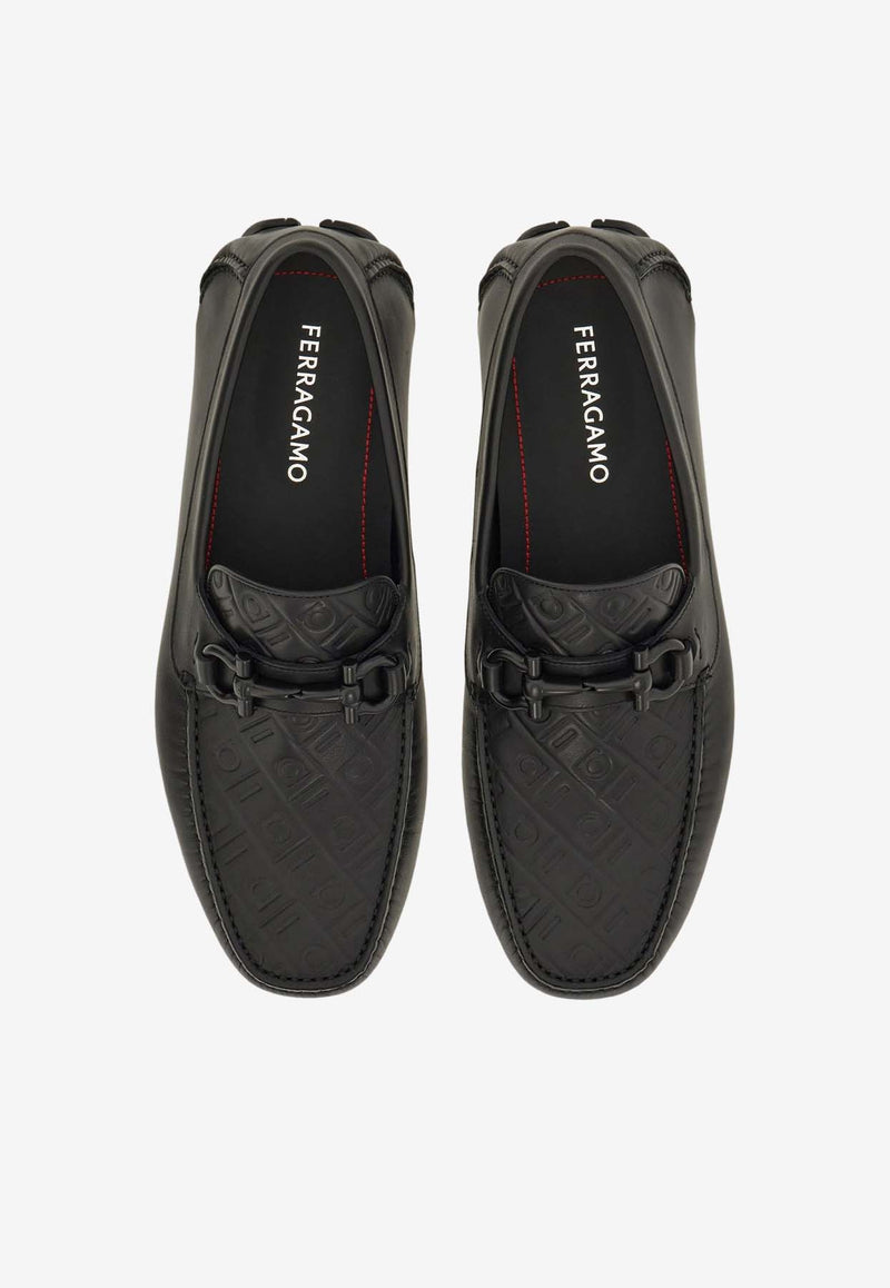 Salvatore Ferragamo Parigi Gancini Jacquard Driving Loafers Black 02C398 PARIGI NEW 779172 NERO