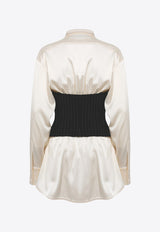 Guiseppe Di Morabito Pinstripe Corset Mini Shirt Dress 02PSDR34302278WHITE/BLACK