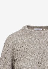 Knitted Linen Sweater with Rhinestone-Embellishment