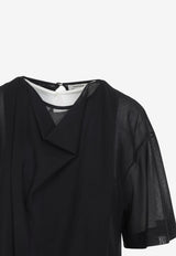 Sheer Draped Midi Dress