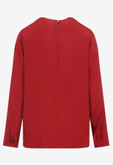 Draped Long-Sleeved Silk Blouse