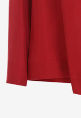 Draped Long-Sleeved Silk Blouse