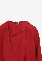 Draped Long-Sleeved Silk Blouse