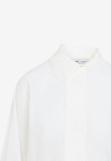 Asymmetrical-Collar Long-Sleeved Shirt